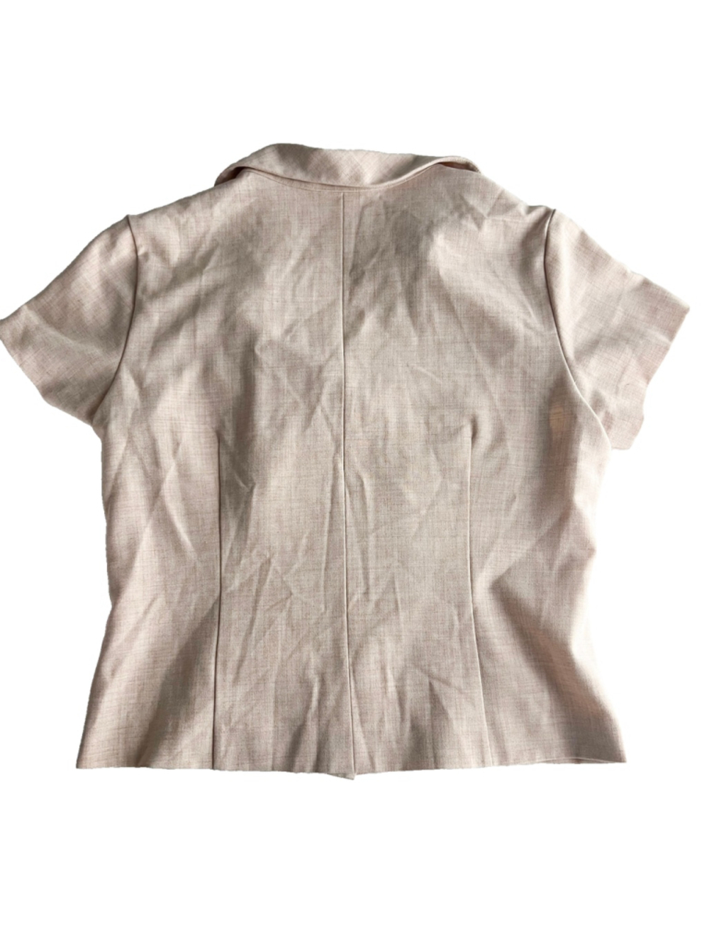 VTG Asymmetrical Button Front Short Sleeve Blouse Pink Small Preppy Academia - Picture 4 of 8
